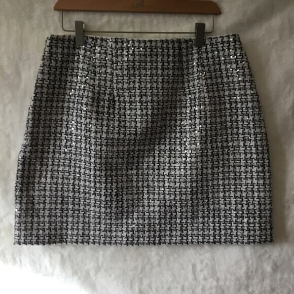 Loft Black and White Sequin Shift Skirt - Picture 3 of 14